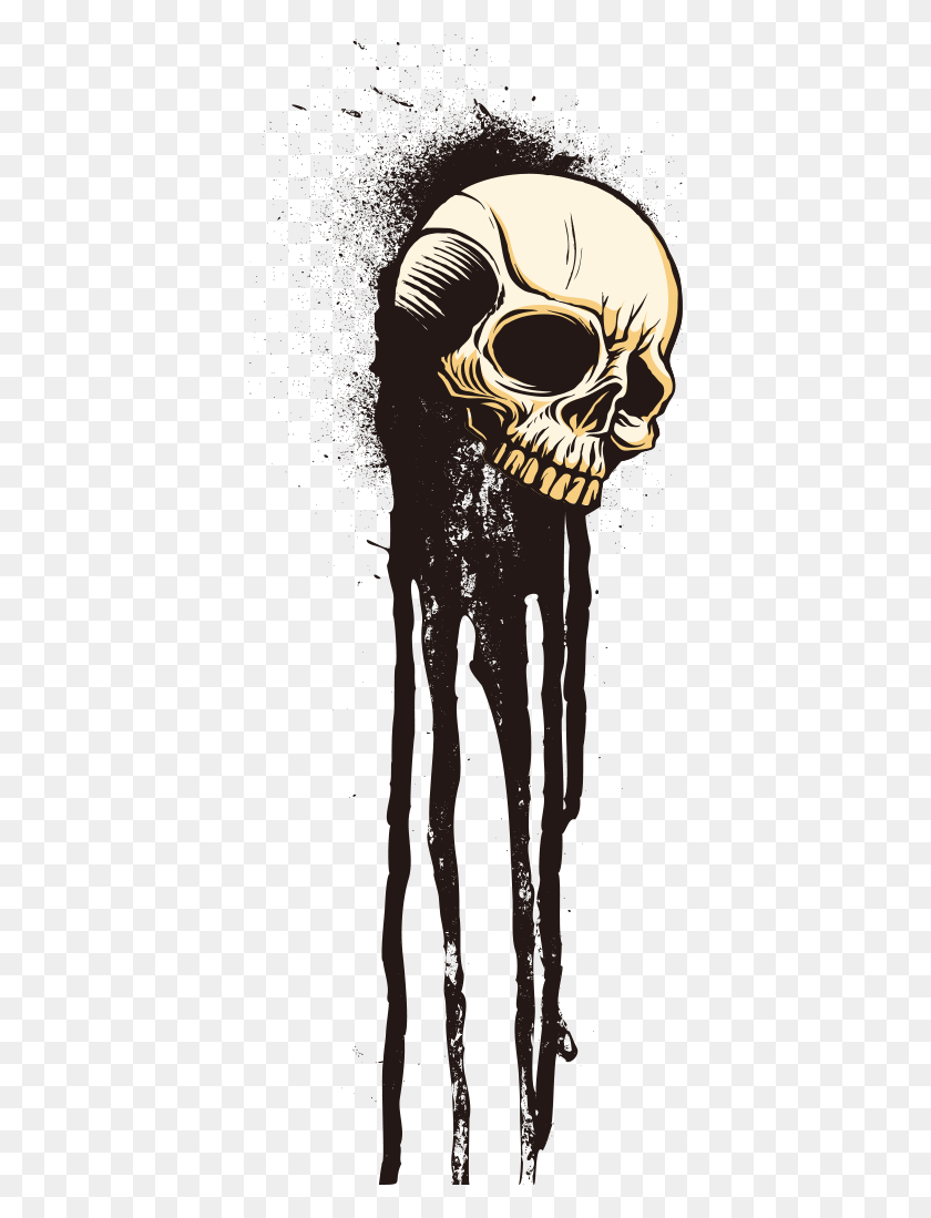 393x1039 T Shirt Skull Skull, Clothing, Apparel, Sleeve HD PNG Download