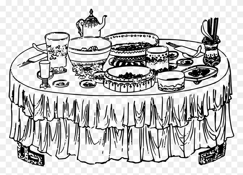 2400x1683 Table Spread Icons Free And Downloads Table With Food Drawing, Gray, World Of Warcraft HD PNG Download
