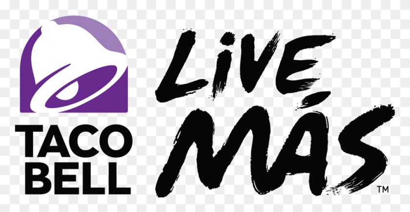 985x476 Taco Bell Logo Black And White Taco Bell Live Mas, Text, Label, Person HD PNG Download