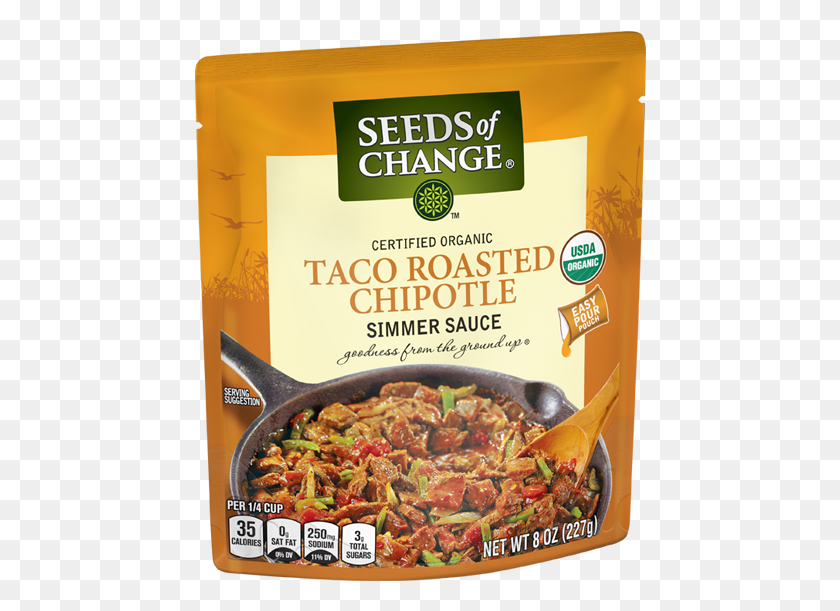 452x551 Taco Roasted Chipotle Simmer Sauce Seeds Of Change Sauce, Plant, Dish, Meal HD PNG Download