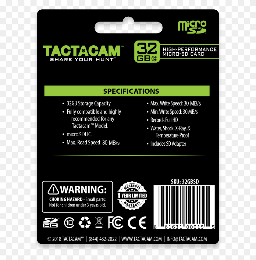 621x795 Tactacam 32Gb Sd Card Back Packaging Micro Sd, Текст, Реклама, Флаер Hd Png Скачать