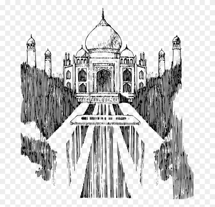 677x750 Taj Mahal Monument Drawing Travel Tajmahal India Clipart Black And White, Gray, World Of Warcraft HD PNG Download