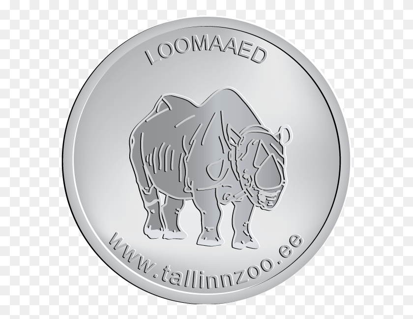 591x588 Tallinn Tallinn Zoo Rhinoceros White Tower Of Thessaloniki Logo, Coin, Money, Nickel HD PNG Download
