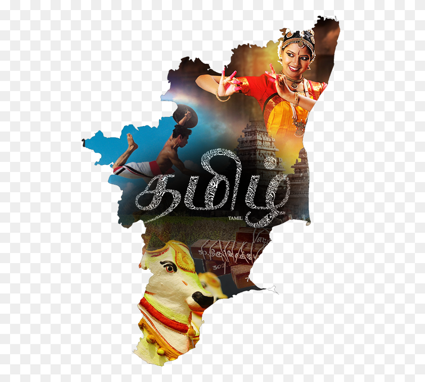 522x695 Tamil Is One Of The Official Languages Of Tamil Nadu Tamilnadu Map Outline, Person, Human, Advertisement HD PNG Download