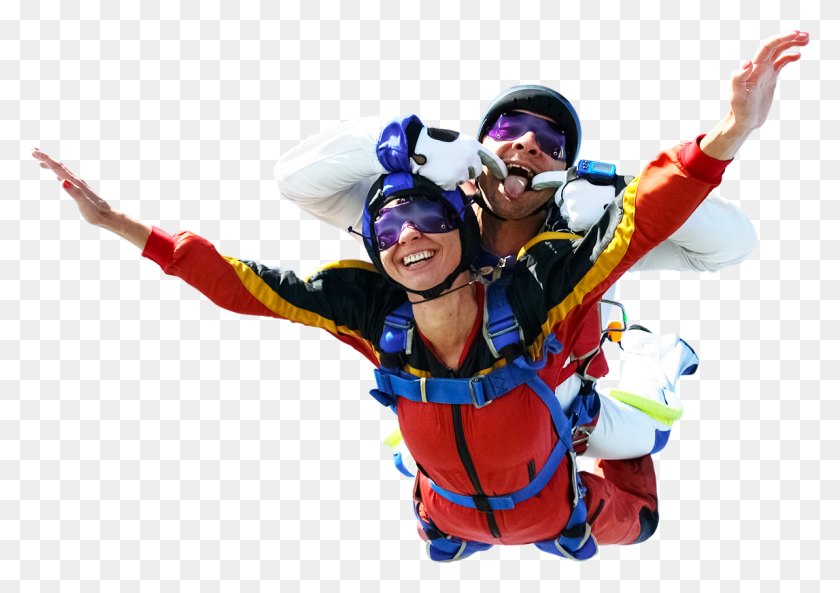 1147x785 Tandem Jump Homme Saut Parachute, Clothing, Helmet, Adventure HD PNG Download
