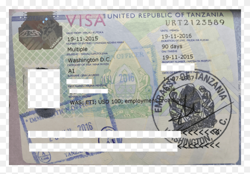 970x654 Descargar Png / Visa De Tanzania, Efectivo, Texto, Tarjetas De Identificación, Documento Hd Png