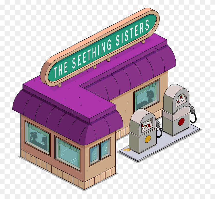 743x718 Tapped Out Setthing Sisters Los Simpson Springfield The Seething Sisters, Vehicle, Transportation, Mansion HD PNG Download