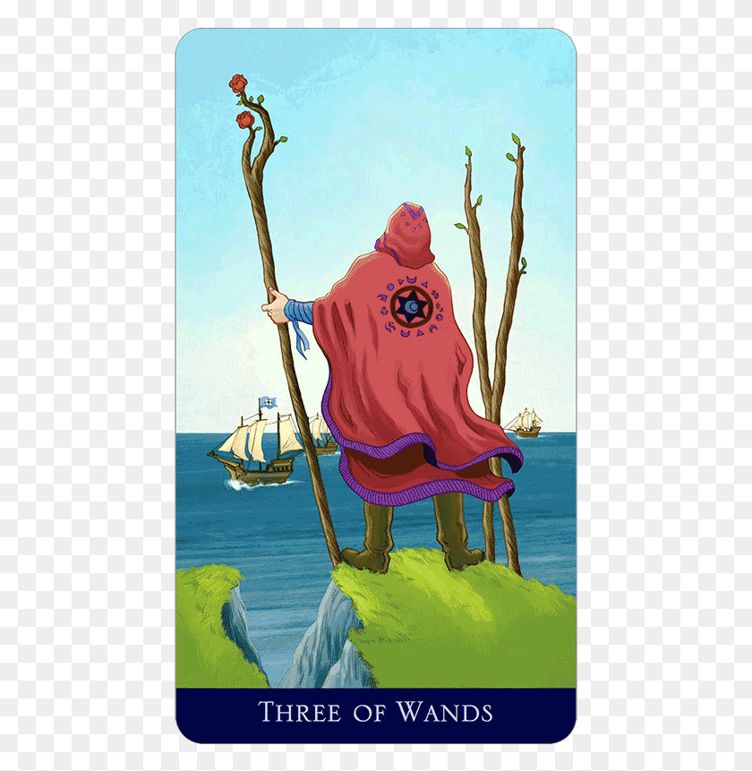 451x801 Tarot Card Of The Day Three Of Wands Three Of Wand Tarot, Clothing, Apparel, Person HD PNG Download