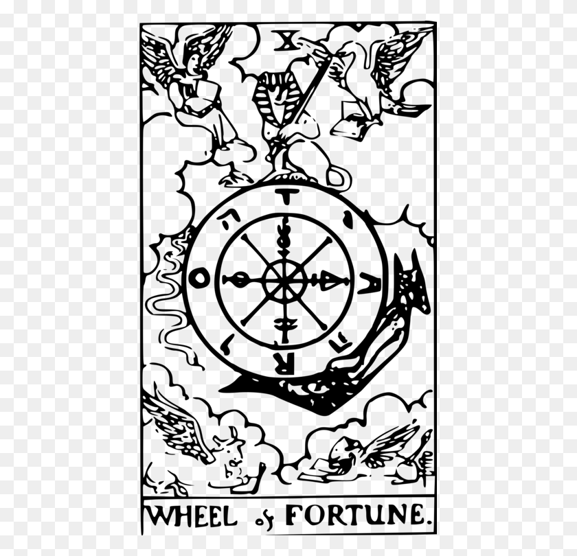433x750 Tarot Drawing Wheel Fortune Wheel Of Fortune Tarot Card Art, Gray, World Of Warcraft HD PNG Download