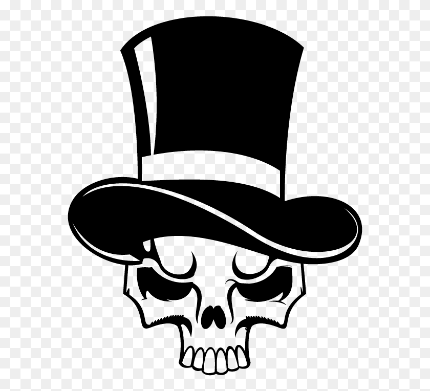 577x704 Tasmanian Devil Top Hat Skull Skull With Top Hat Clipart, Gray, World Of Warcraft HD PNG Download