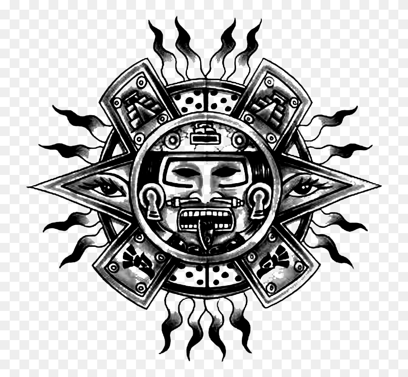 735x716 Descargar Png Tatuaje Arte Antiguo Artista Símbolo Civilización Azteca Mayas Tatuaje, Emblema, Logotipo, Marca Registrada Hd Png