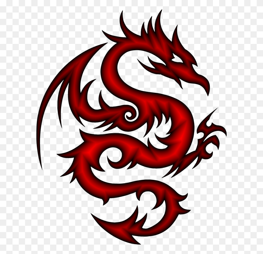 608x750 Tattoo Chinese Dragon Tribe Flash Mlp Scary Cutie Mark, Dragon, Rose, Flower HD PNG Download