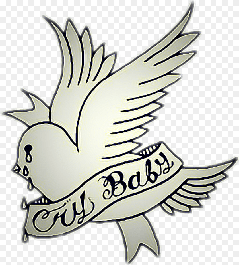 1024x1132 Tattoo Crybaby Aesthetic Bird Lilpeep Stickerfromraine Lil Peep Crybaby Album, Emblem, Symbol, Baby, Person Transparent PNG