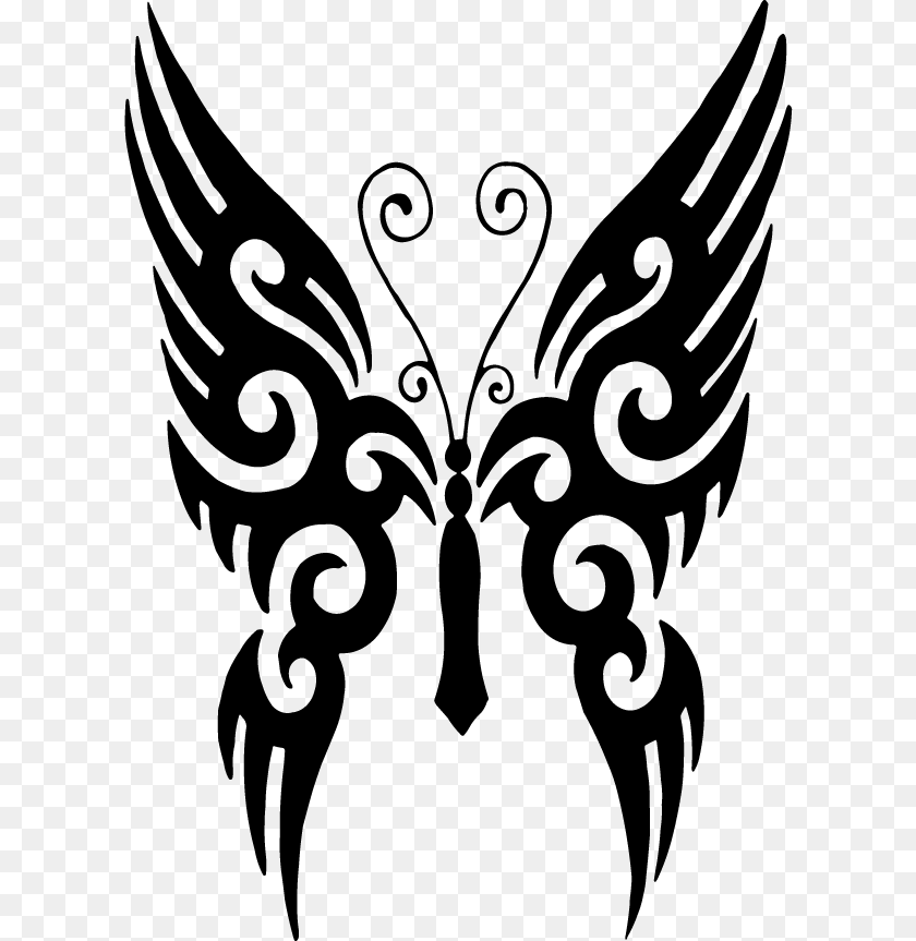 Tattoo Designs Clipart Butterfly, Gray PNG