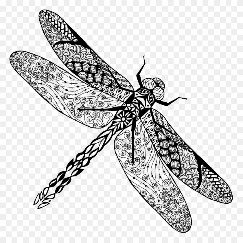 913x913 Tattoo Dragonfly Photography Insect Drawing Stock Clipart Dragonfly Tattoo, Gray, World Of Warcraft HD PNG Download