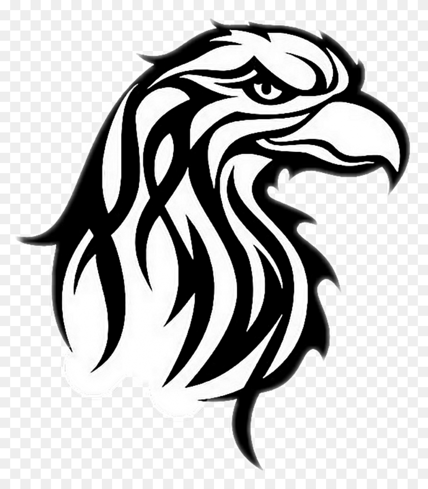 1024x1182 Татуировка Орел Черно-Белый Орел Голова Племенной Орел, Трафарет, Узор Hd Png Скачать