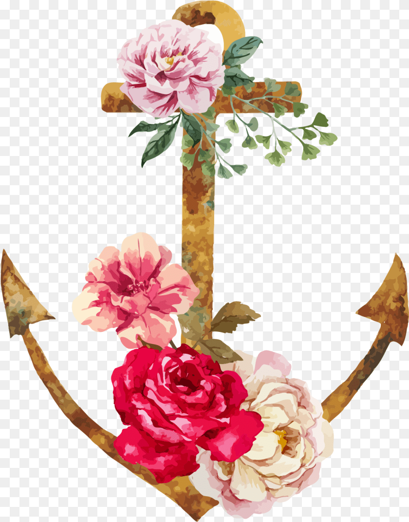 1144x1458 Tattoo Flower Illustration Watercolor Fresh Flowers Watercolor Anchor, Electronics, Hardware, Plant, Art Sticker PNG