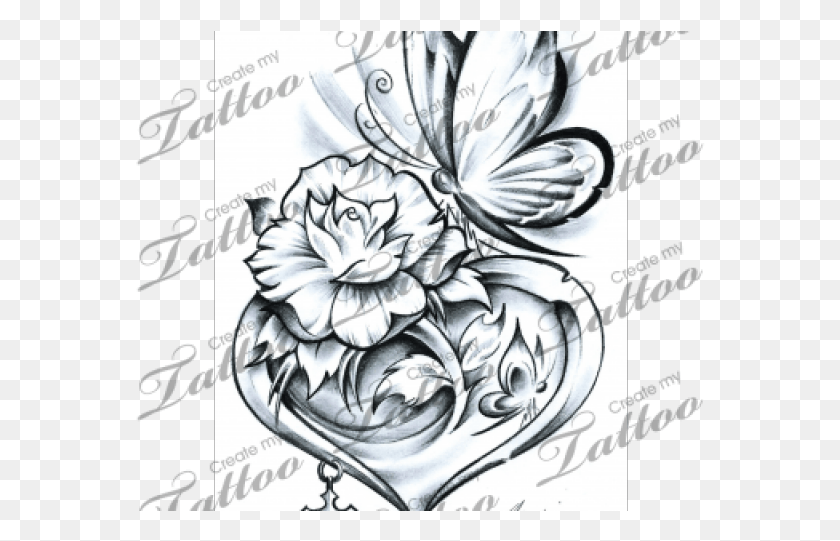 570x481 Tattoo Ideas Butterflies Flowers, Floral Design, Pattern, Graphics HD PNG Download