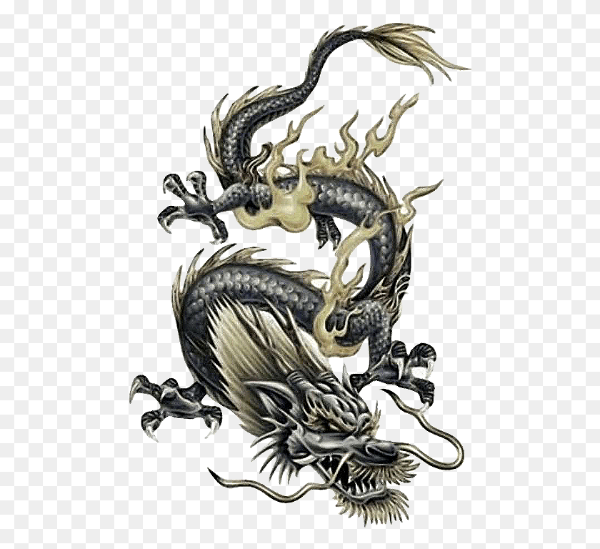 482x708 Татуировка Японский Китайский Дракон Бесплатная Рамка Клипарт Дизайн Татуировки Дракона, Дракон, Крест, Символ Hd Png Скачать