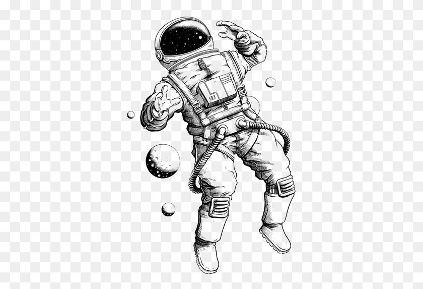 344x513 Tattoo Pencil Illustration Astronaut Drawing Hand Painted Astronaut Line Drawing, Person, Human, Alien HD PNG Download