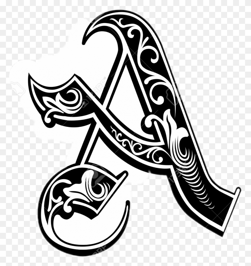 1024x1092 Tattoo Sticker Letter A In Different Styles, Stencil, Graphics HD PNG Download