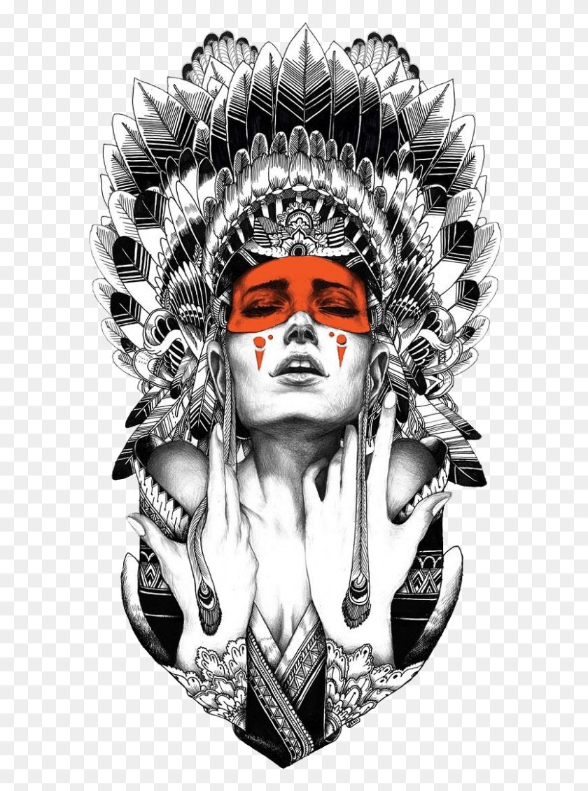 603x1071 Tattoo United Black And Gray Artist Of Peoples Indigenous India Tattoo Design, Face, Person, Human HD PNG Download