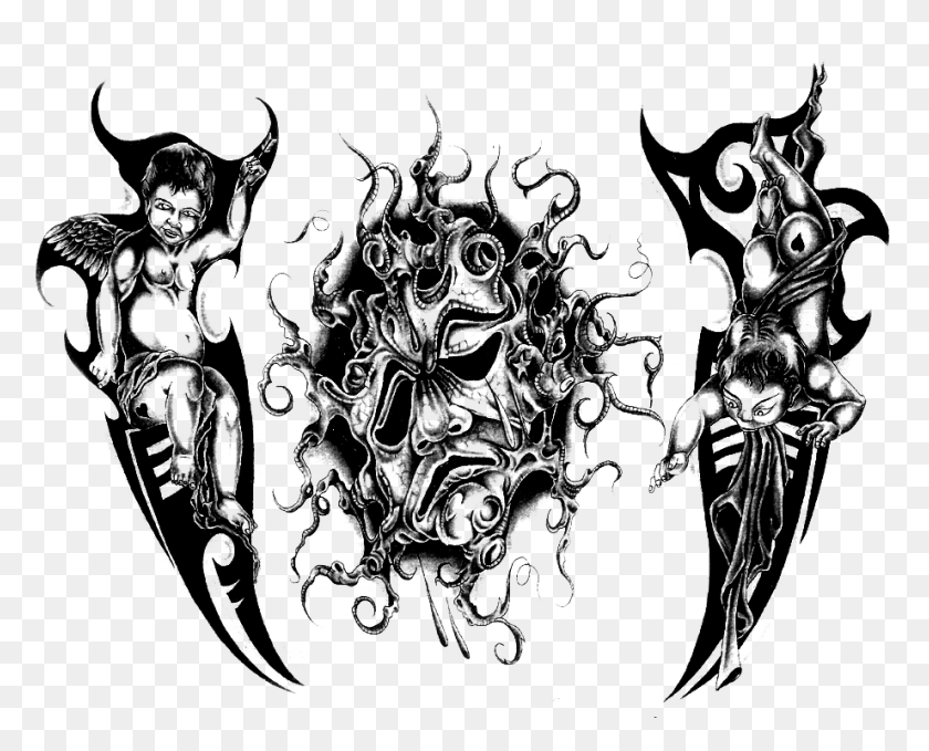 921x731 Tattoo With Transparent Background Img3 Black And Tribal Tattoos, Doodle HD PNG Download