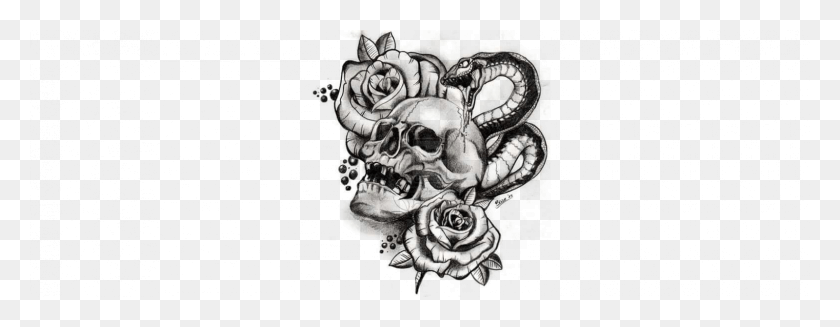 1600x548 Tattoos Drawings Skull, Graphics, Text HD PNG Download