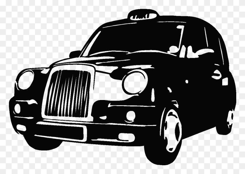 1201x827 Taxi Clipart Taxi Black And White, Car, Vehicle, Transportation HD PNG Download