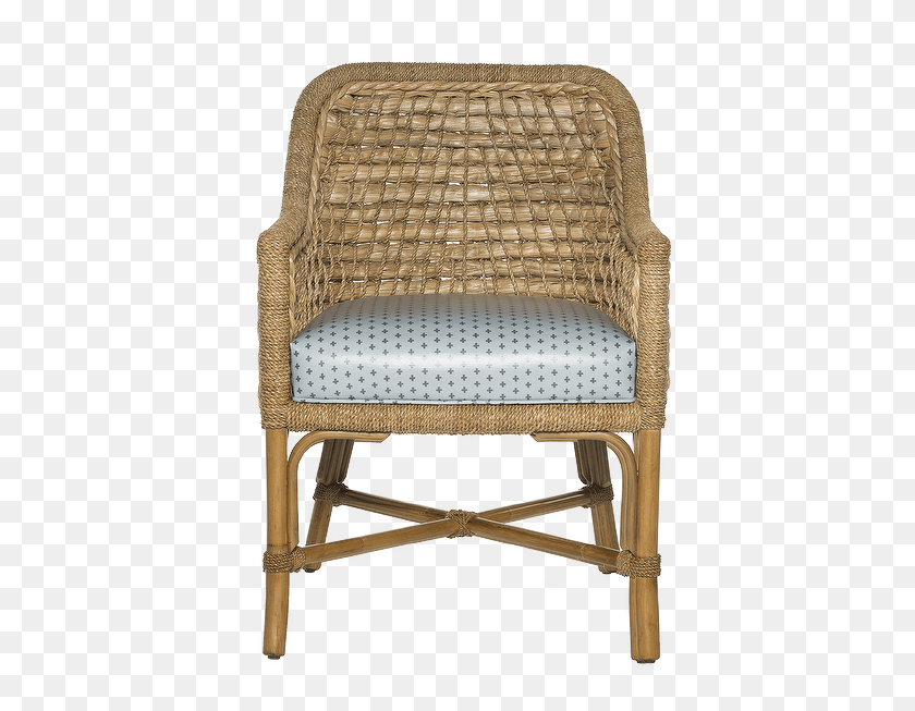 422x593 Taylor Curved Woven Seagrass Blue Cushion Arm Chair Chair, Furniture, Armchair HD PNG Download