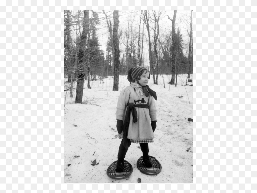 429x571 Tbt A Young Girl On Snowshoes In The Forest Near Snapshot, Clothing, Coat, Person HD PNG Download