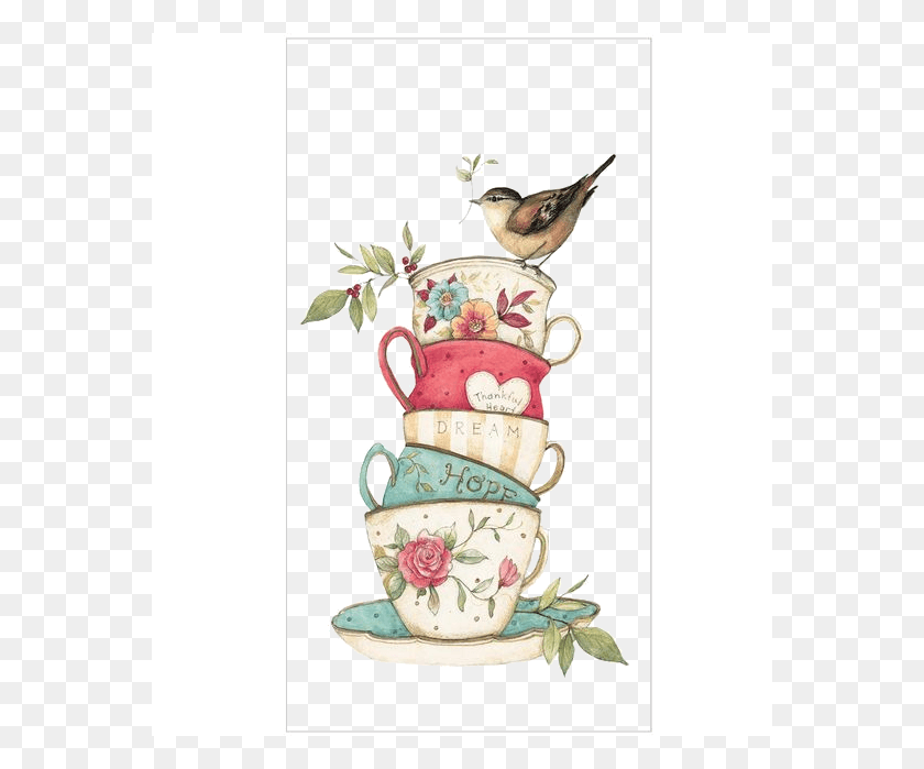 564x639 Чайная Чашка Art Coffee Printable Vintage Hand Симпатичная Чашка Чая Картинки, Птица, Животное, Свадебный Торт Png Скачать