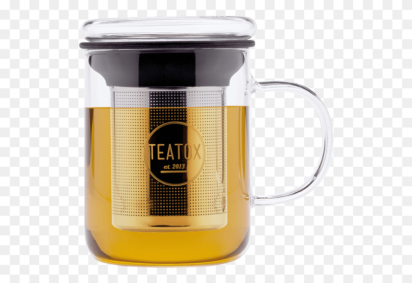 520x517 Tea Mug With Removable Tea Strainer And Glass Lid Teatox Glass Tea Mug, Mixer, Appliance, Coffee Cup HD PNG Download