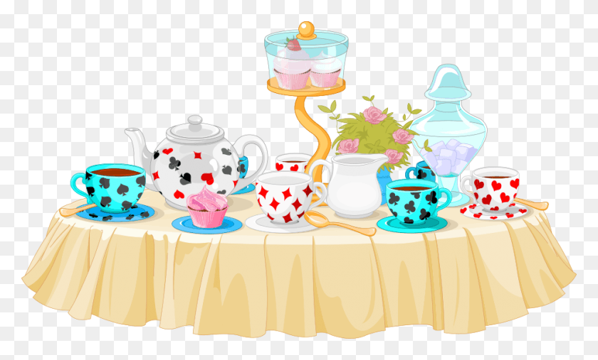 942x540 Descargar Png Tea Party Cupcake Clip Art Tea Party Table Clipart, Cerámica, Tetera, Olla Hd Png