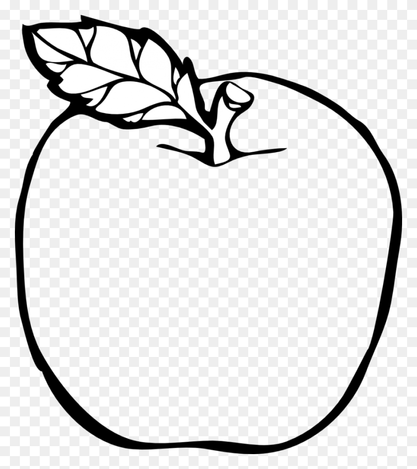 901x1024 Teacher Apple Outline Colouring Pages Of An Apple, Leaf, Plant, Tree HD PNG Download