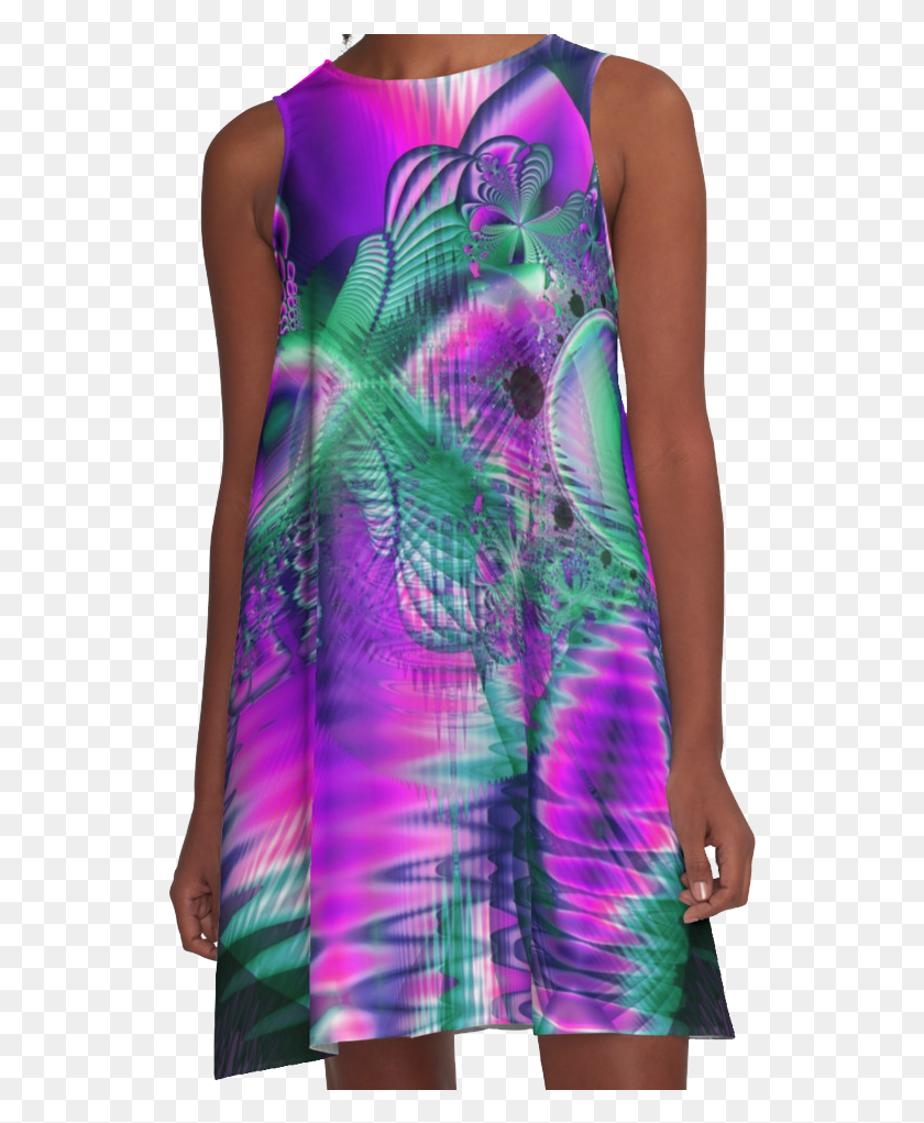 535x961 Teal Violet Crystal Palace Abstract Fractal Cosmic Campbell Clan Dress, Clothing, Apparel, Person Descargar Hd Png