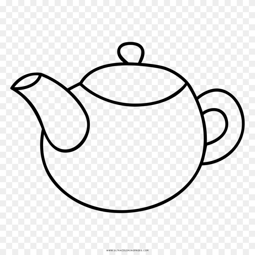 Teapot Coloring, Gray Clipart PNG