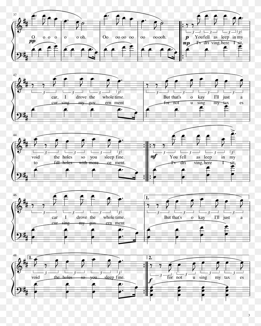 770x989 Tear In My Heart Sheet Music Composed By Arrangement Sheet Music, Gray, World Of Warcraft HD PNG Download