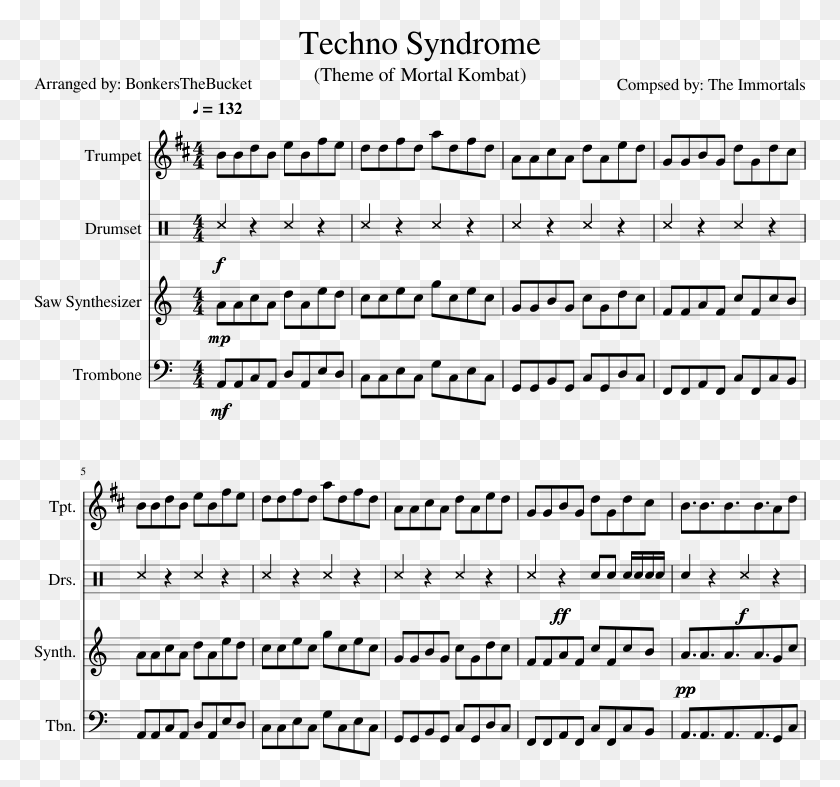 773x727 Techno Syndrome Sheet Music Composed By Compsed By Ocean Man Alto Sax Sheet Music, Gray, World Of Warcraft HD PNG Download