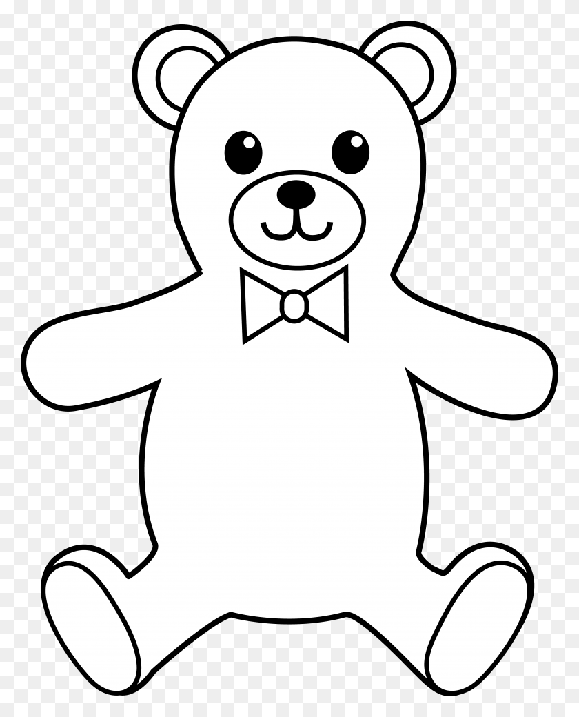 4818x6058 Teddy Bear Colorable Line Art, Stencil HD PNG Download