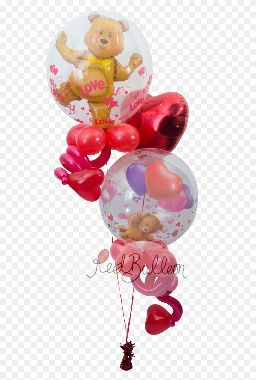 542x1185 Teddy Bear Love Valentines Red Balloon Cork Teddy Bear Images Love, Ball HD PNG Download