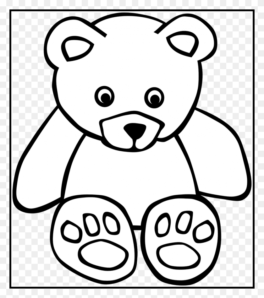 908x1035 Teddy Drawing Baby Bear Animals Clipart Black And White, Toy, Teddy Bear, Plush HD PNG Download