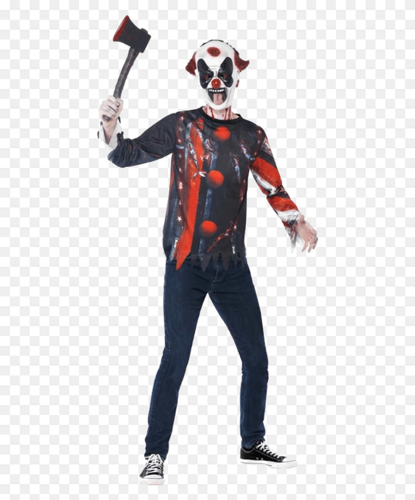 448x952 Teen Halloween Sinister Creepy Clown Kit Scary Killer Clown Transparent, Clothing, Person, Sleeve HD PNG Download