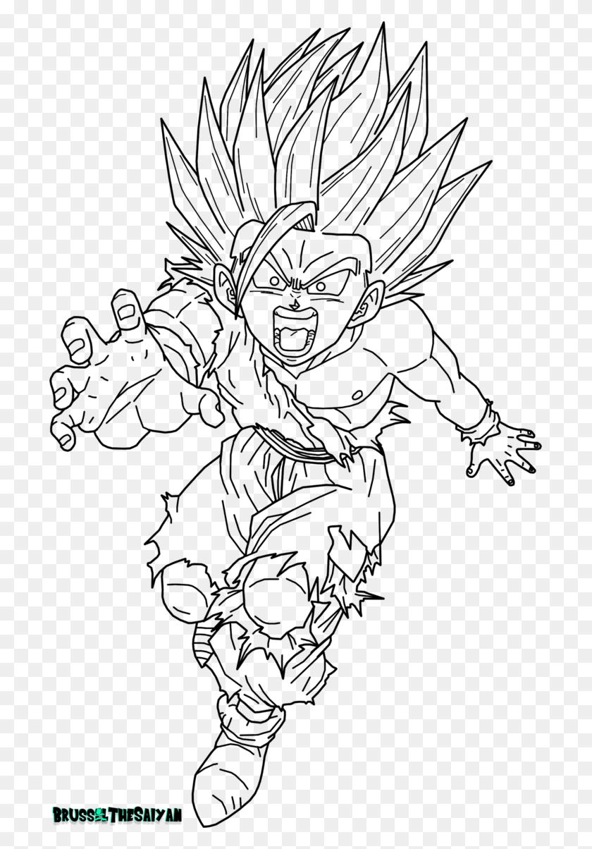 699x1144 Teen Lineart By Super Saiyan 2 Gohan Youth Drawing, Gray, World Of Warcraft HD PNG Download