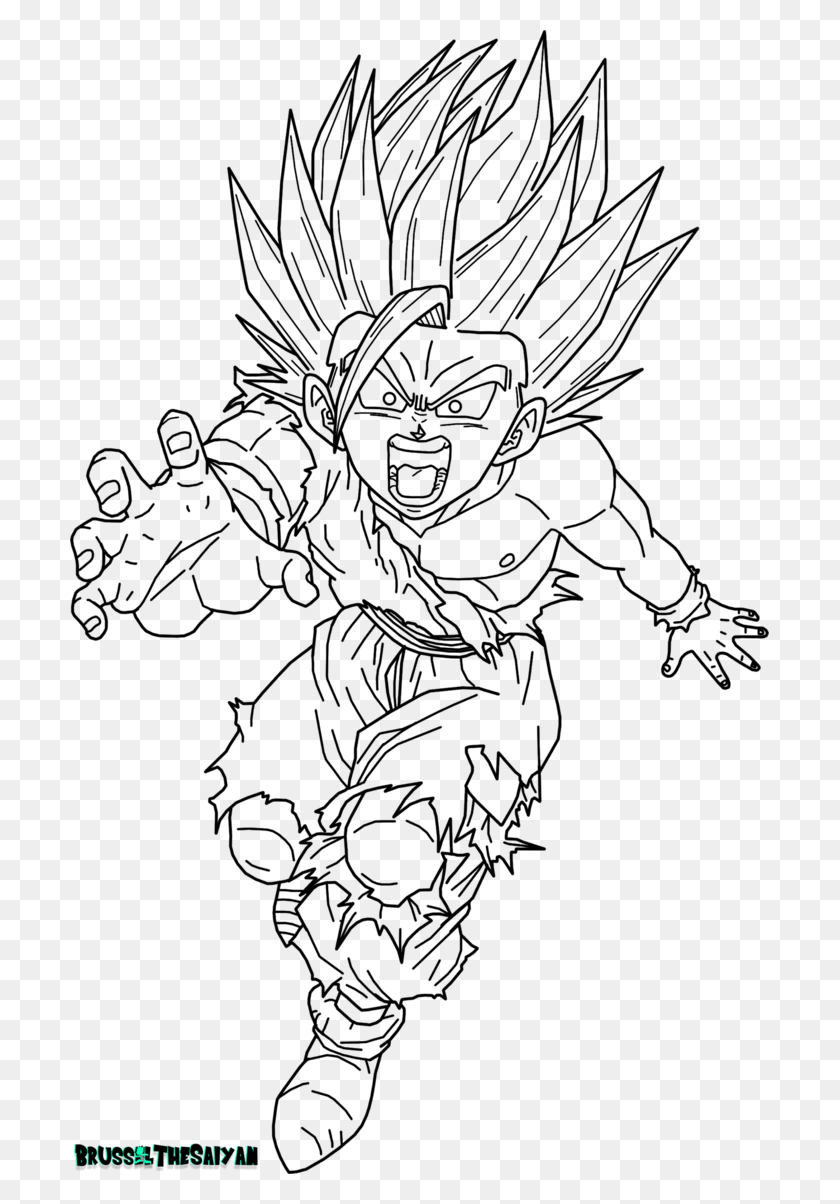 699x1144 Teen Lineart By Super Saiyan 2 Гохан Молодежный Рисунок, Серый, World Of Warcraft Hd Png Скачать