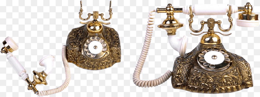 1872x704 Telefon Klipart, Electronics, Phone, Dial Telephone, Bronze Transparent PNG