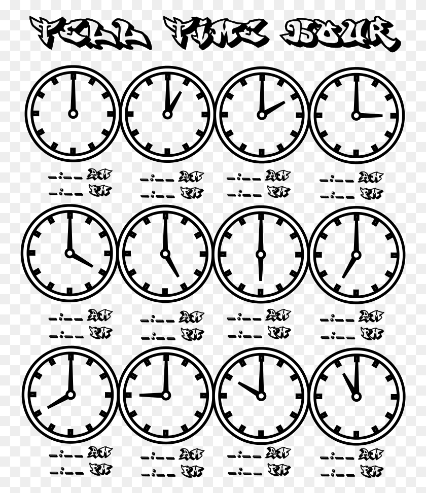 761x912 Tell Time Clock Hour Chart At Coloring Pages For Kids All Times On A Clock, Cooktop, Indoors, Symbol HD PNG Download