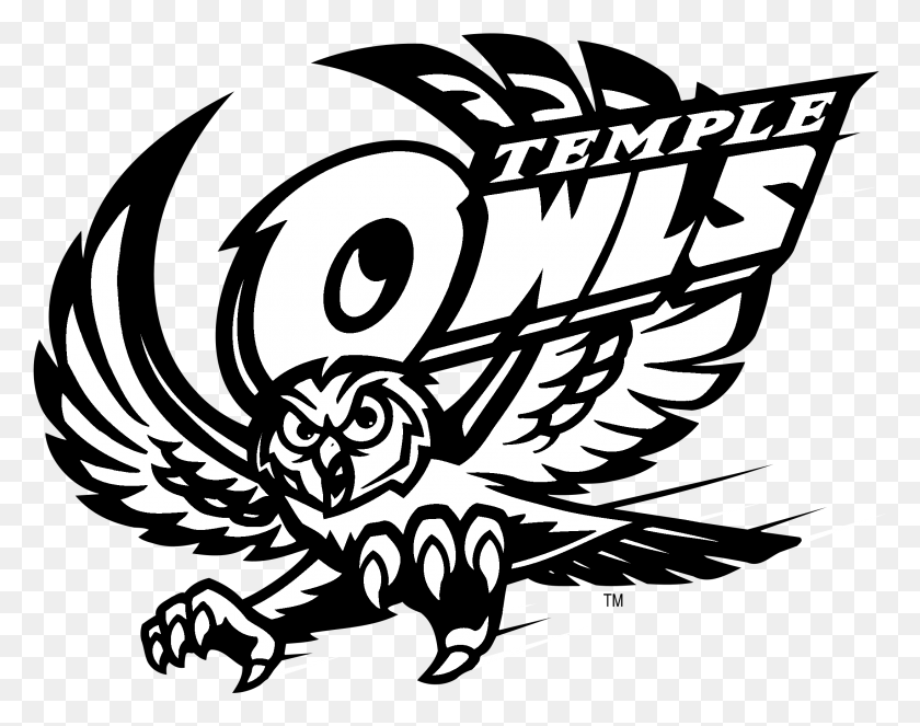 2190x1695 Temple Owls Logo Black And White Temple Owls Logo, Symbol, Emblem, Stencil HD PNG Download