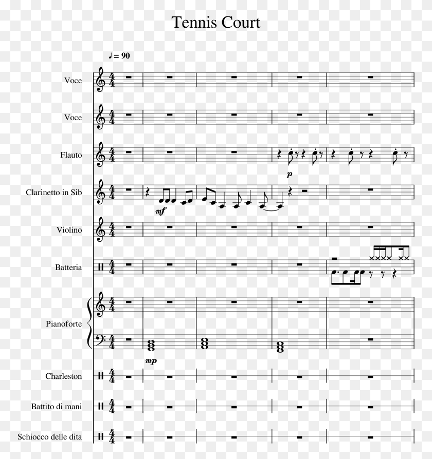 773x834 Tennis Court Sheet Music For Flute Clarinet Violin Sheet Music, Gray, World Of Warcraft HD PNG Download
