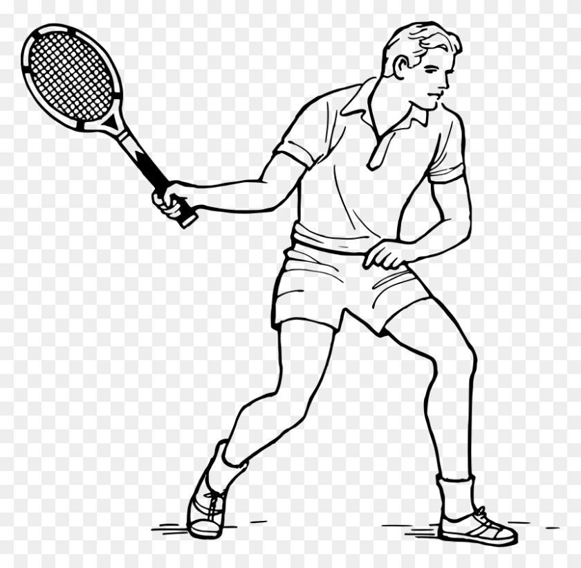 800x780 Tennis Player Tennis Clipart Black And White, Gray, World Of Warcraft HD PNG Download